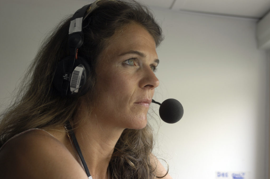 Annabel Croft at Wimbledon for Radio 5 Live