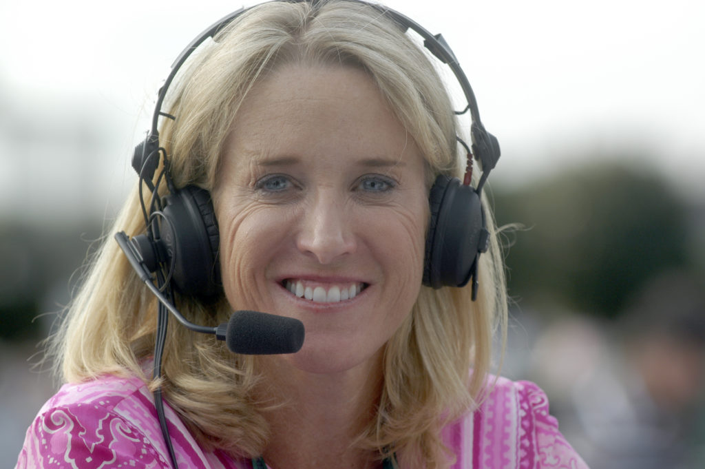 Tracy Austin at Wimbledon for Radio 5 Live.