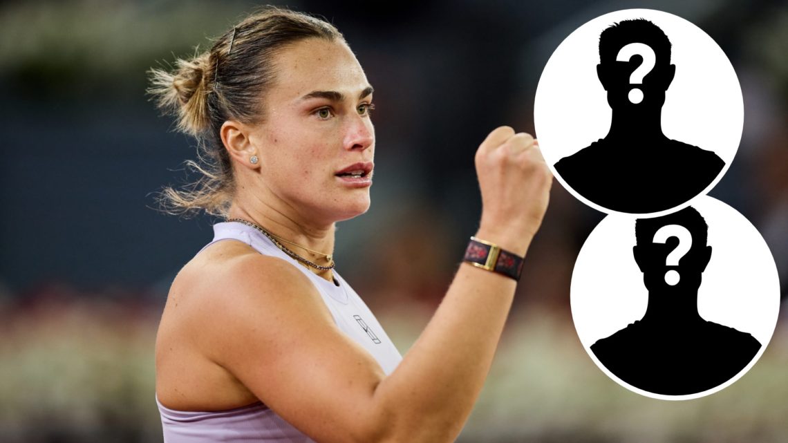 Aryna Sabalenka celebrates a point against Marta Kostyuk of Ukraine in the Women's Singles Quarter Finals match on day nine of the Mutua Madrid Ope...