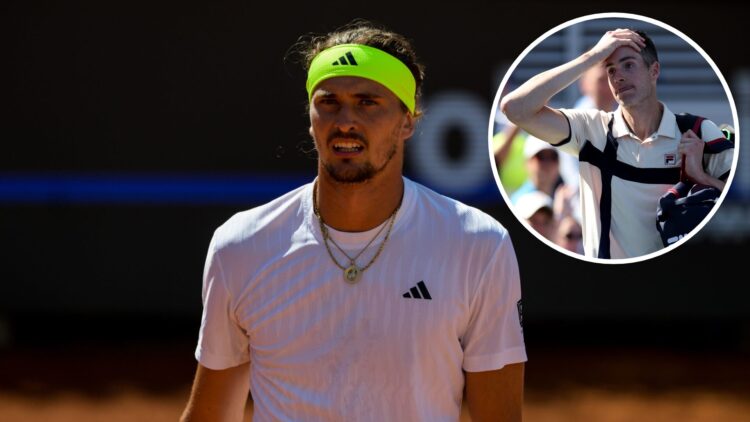 Alexander Zverev of Germany gestures against Vilius Gaubas of Lithuania during the in the Men's Singles Third Round match during Day Seven of the I...