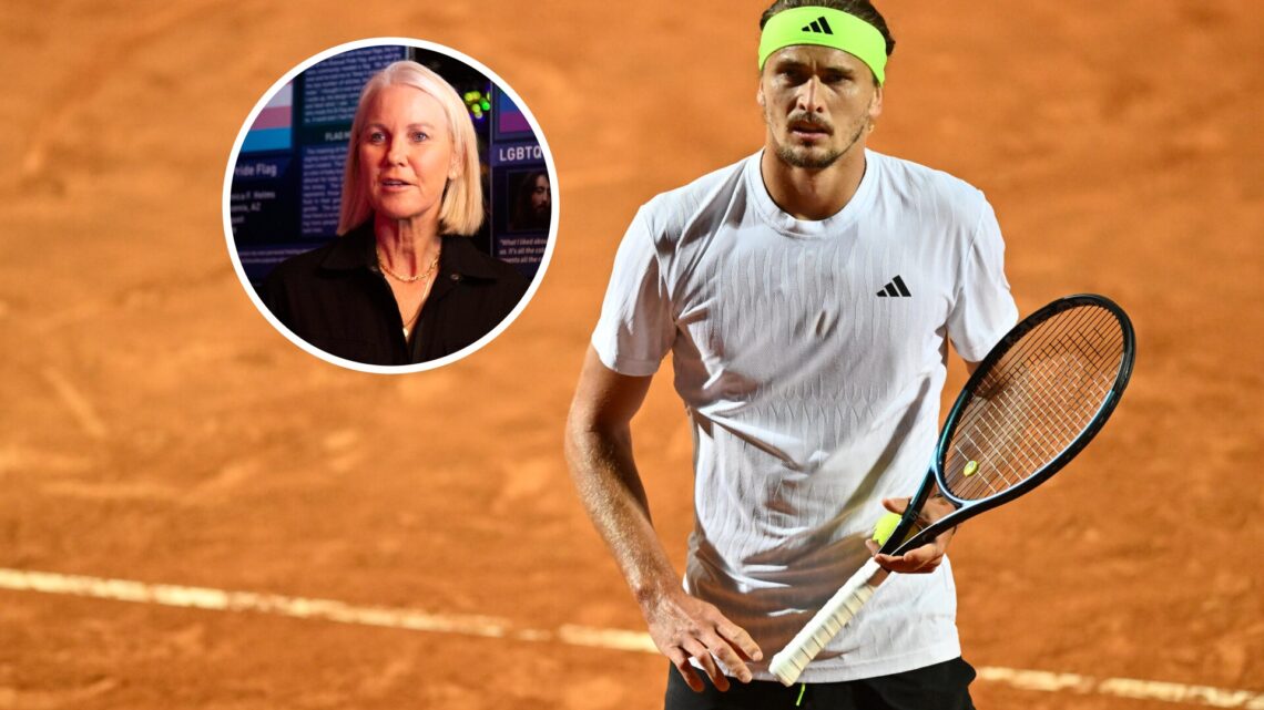 Alexander Zverev at the Italian Open and inset: Rennae Stubbs