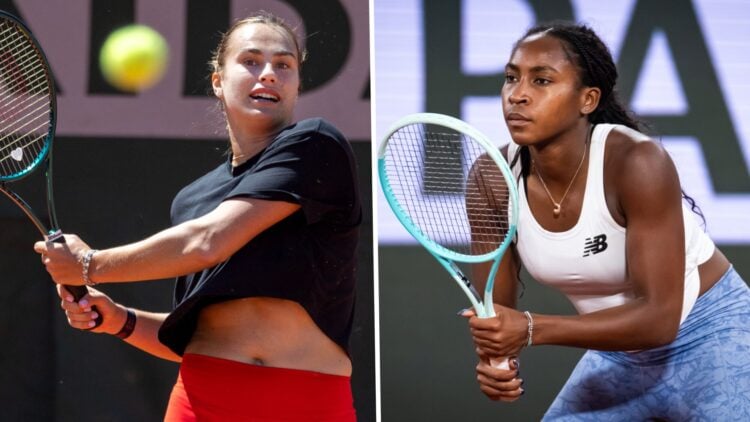 Aryna Sabalenka of Belarus during a practice session on Court Simonne-Mathieu in preparation for the 2025 French Open Tennis Tournament at Roland G...