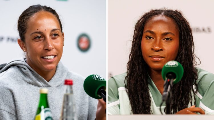 Madison Keys (L) and Coco Gauff (R) at the Roland Garros media day in 2025