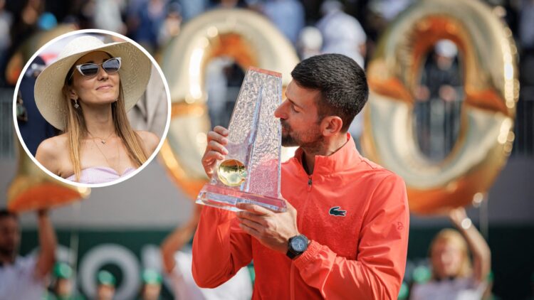 Novak Djokovic celebrates his victory over Poland's Hubert Hurkacz at the end of their final match at the ATP 250 Geneva Open tennis tournament, wi...