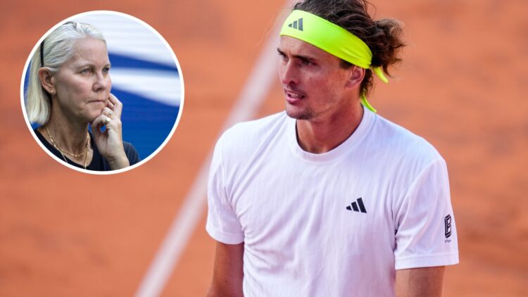 Alexander Zverev of Germany looks on in his Men's Singles Second Round match against Alexandre Muller of France during Day Five of the Bitpanda Ham...
