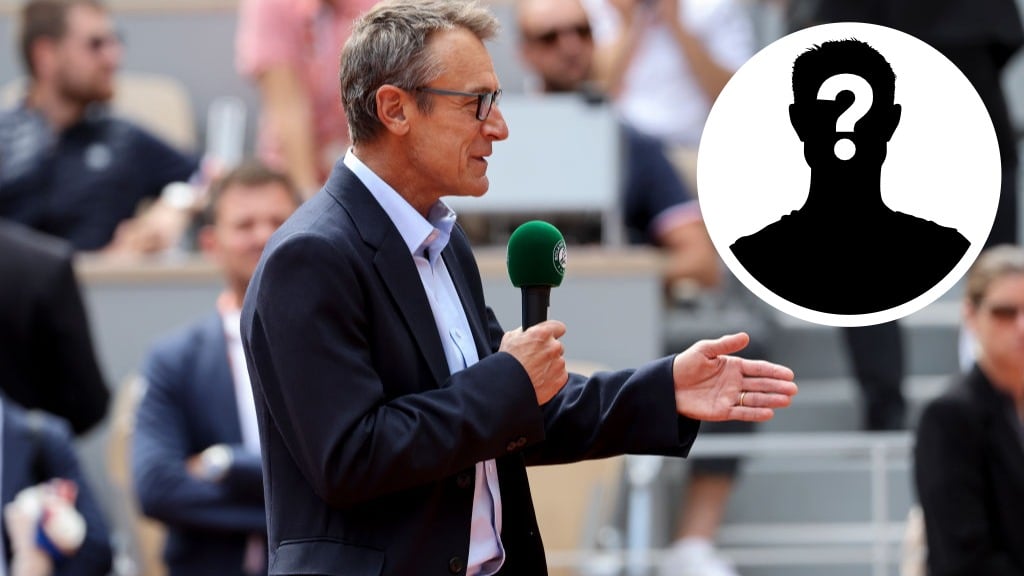 Mats Wilander on-court interview during day 10 of the French Open 2022, second tennis Grand Slam of the year at Stade Roland Garros, with an inset ...