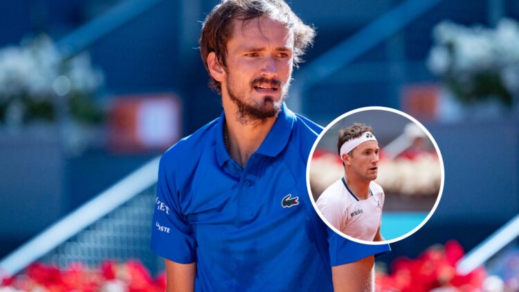 Daniil Medvedev (L) at Madrid Open, Casper Ruud (R) at the Madrid Open