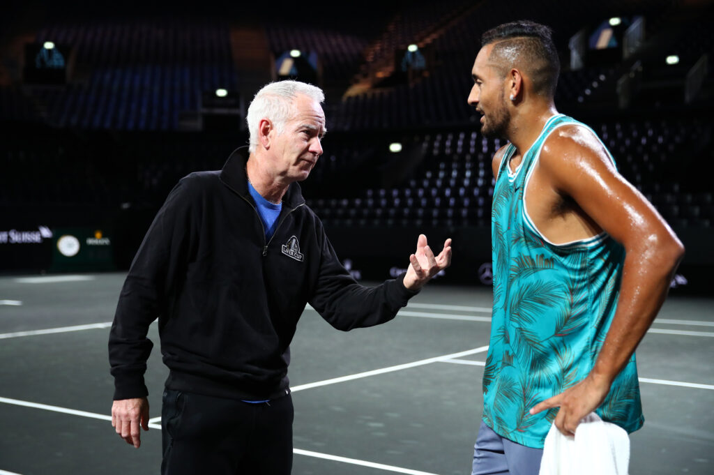 Nick Kyrgios and John McEnroe at the Laver Cup in 2019.