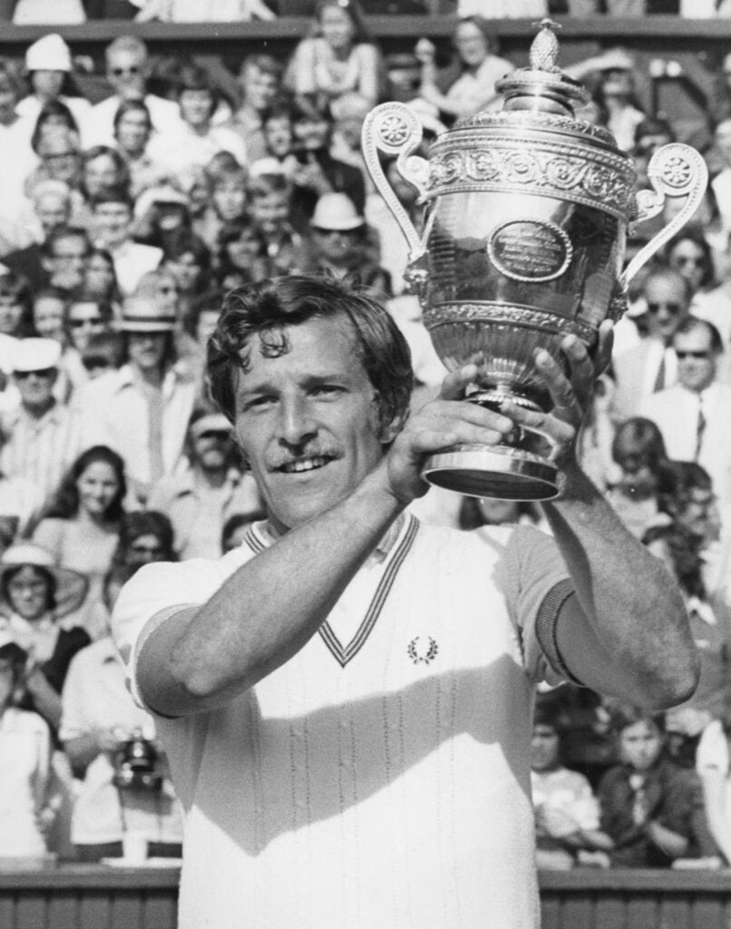 Jan Kodes poses with the title after winning Wimbledon in 1973