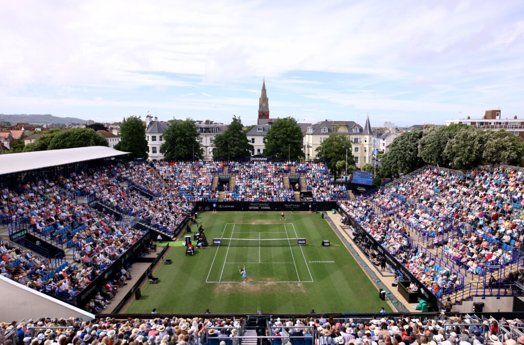 A general view of Centre Court at the 2024 Eastbourne International