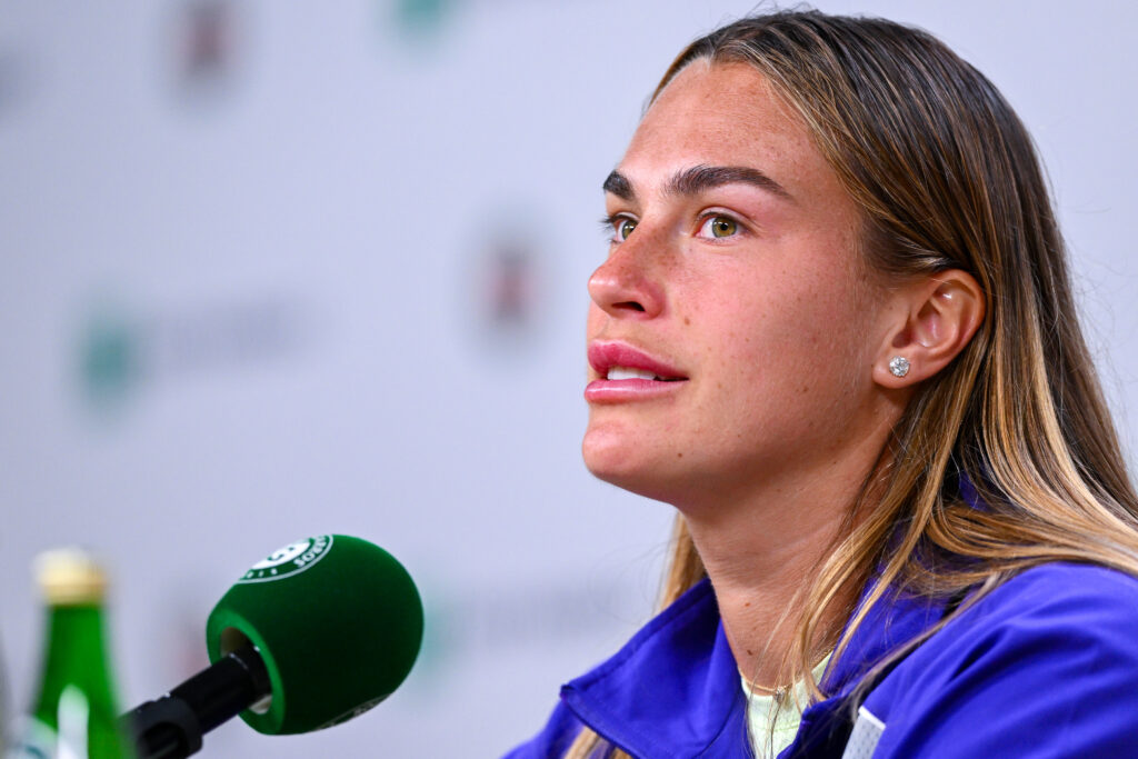 Aryna Sabalenka speaks to the media ahead of the 2025 French Open