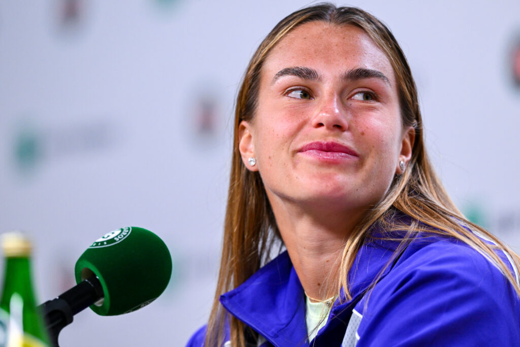 Aryna Sabalenka speaks to the media ahead of the 2025 French Open