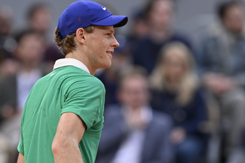 Jannik Sinner looks on during his win over Alexander Bublik at the 2025 French Open
