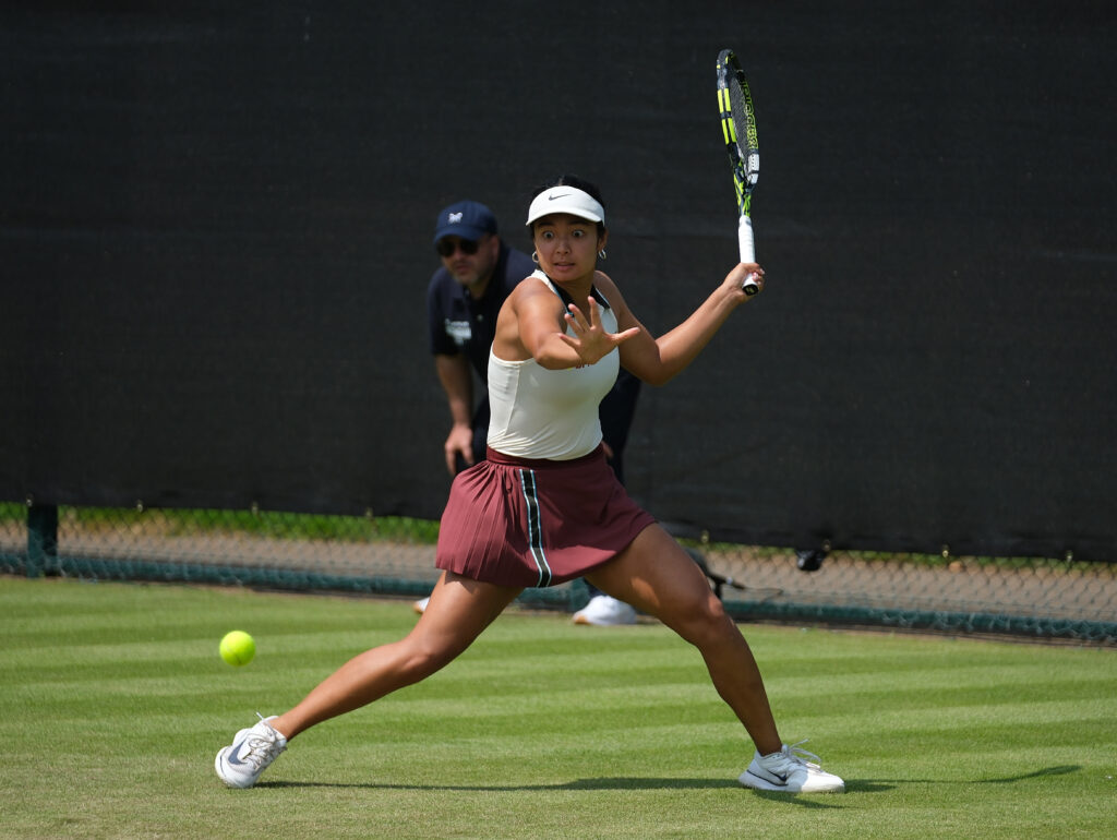 Alexandra Eala in action at the 2025 Eastbourne International