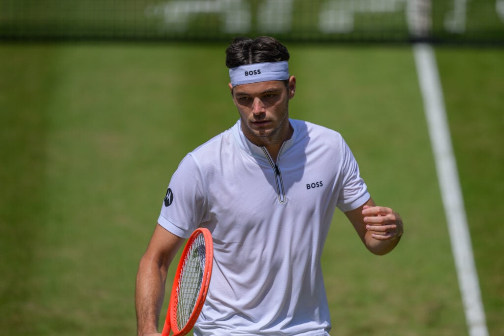 Taylor Fritz of United States of America reacts during his semifinal match against Felix Auger-Aliassime of Canada during day six of the BOSS Open 2025.