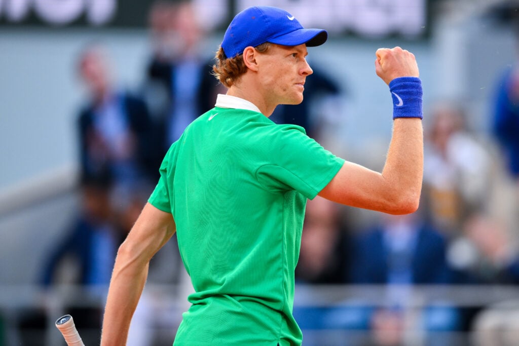 Jannik Sinner celebrates during the 2025 French Open final