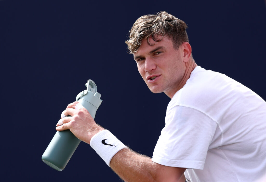 Jack Draper looks on ahead of the 2025 Queen's Club Championships