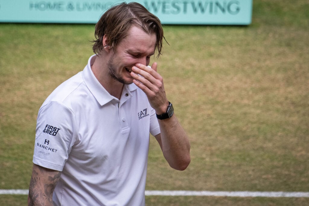 Alexander Bublik emotional after winning the Halle Open.