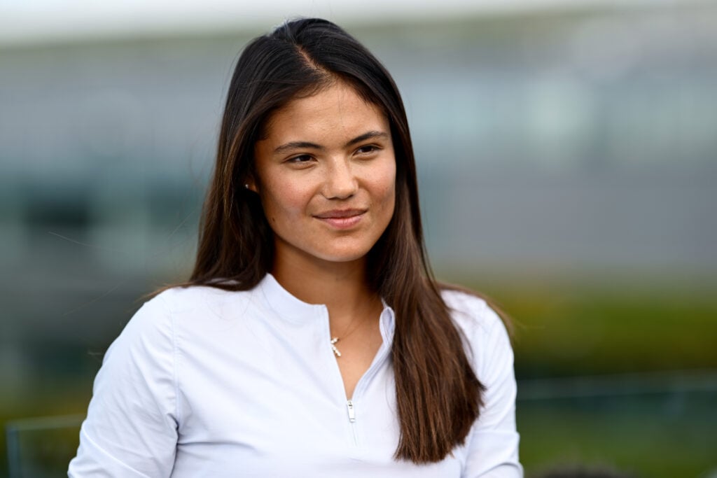 Emma Raducanu of Great Britain looks on prior to The Championships Wimbledon 2025 at All England Lawn Tennis and Croquet Club.