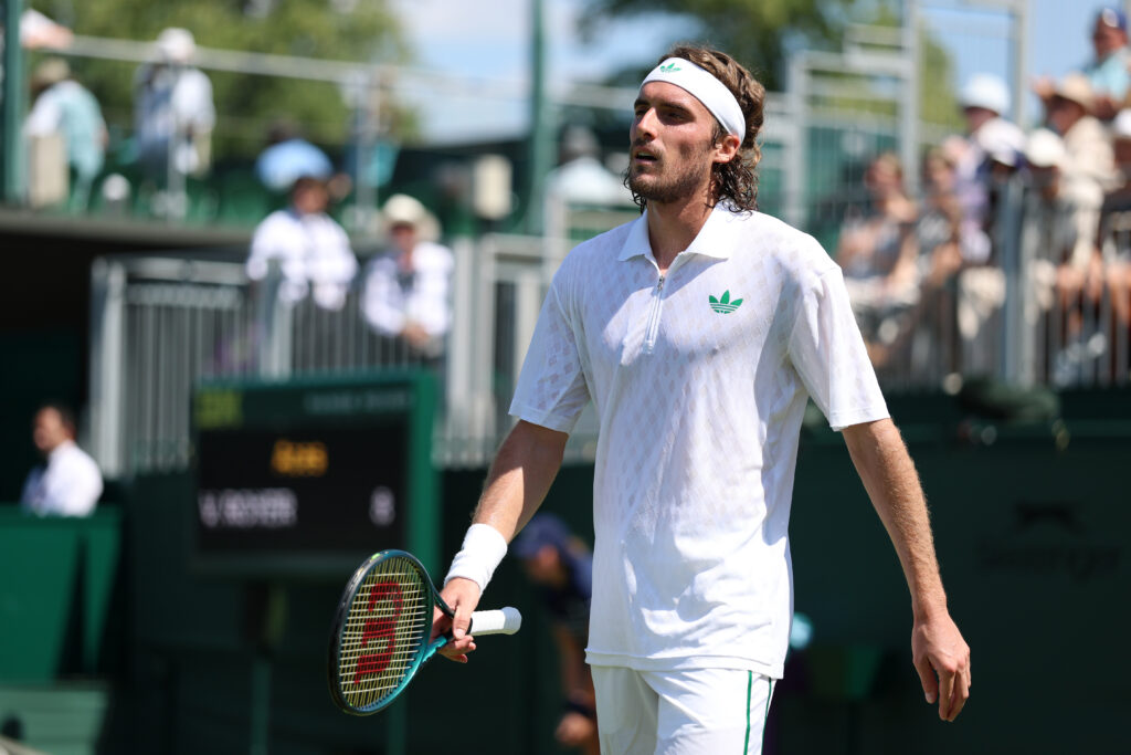 Stefanos Tsitsipas at Wimbledon in 2025.