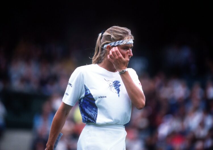 21 JUN 1994:  STEFFI GRAF OF GERMANY EN ROUTE TO A TWO SET LOSS TO LORI MCNEIL OF THE USA ON DAY 2 OF THE 1994 WIMBLEDON CHAMPIONSHIP. Mandatory Cr...