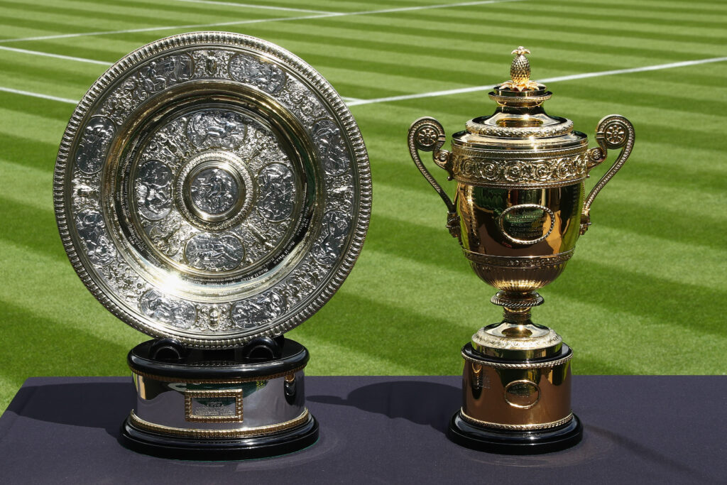 The Wimbledon trophies on display ahead of the 2016 tournament