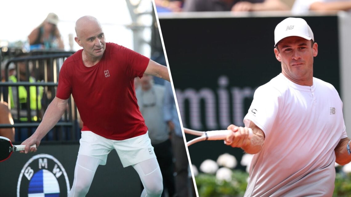 Andre Agassi on the left, with Tommy Paul on the right.