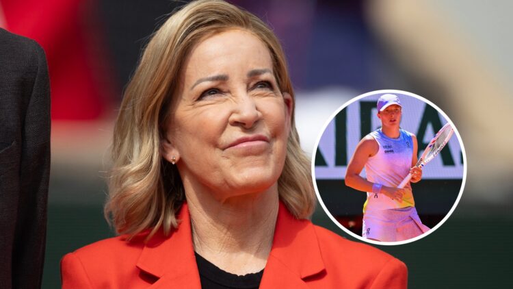 Chris Evert (L) at the French Open, Iga Swiatek (R) at the French Open
