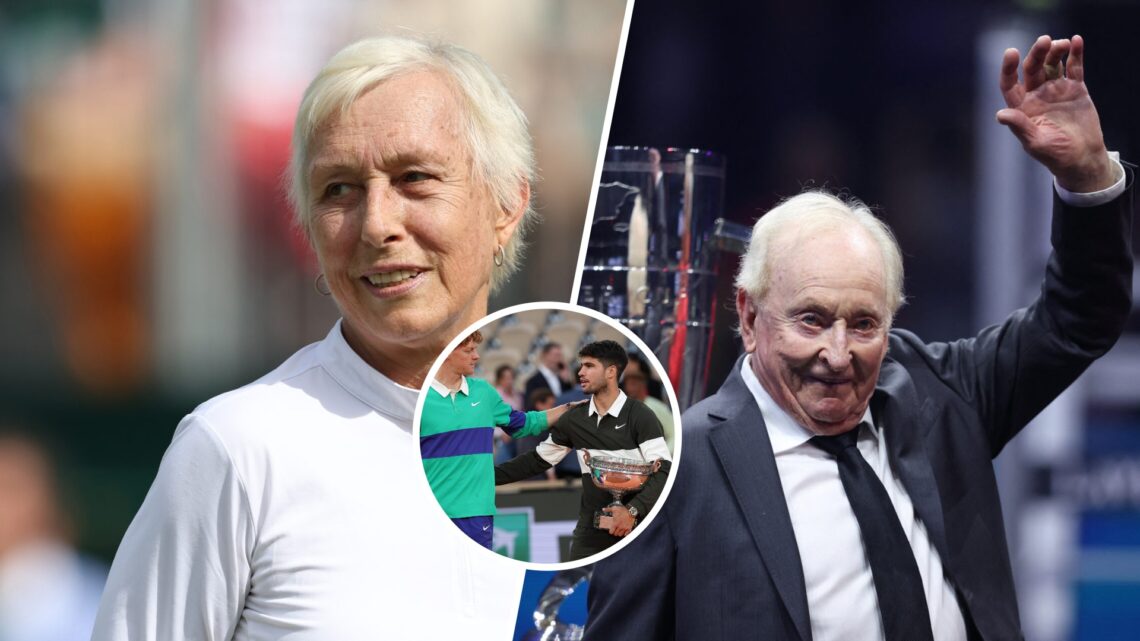 Left: Martina Navratilova and Right: Rod Laver. Inset: Sinner and Alcaraz