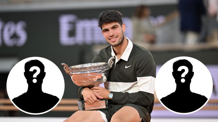 Carlos Alcaraz holding the French Open title.