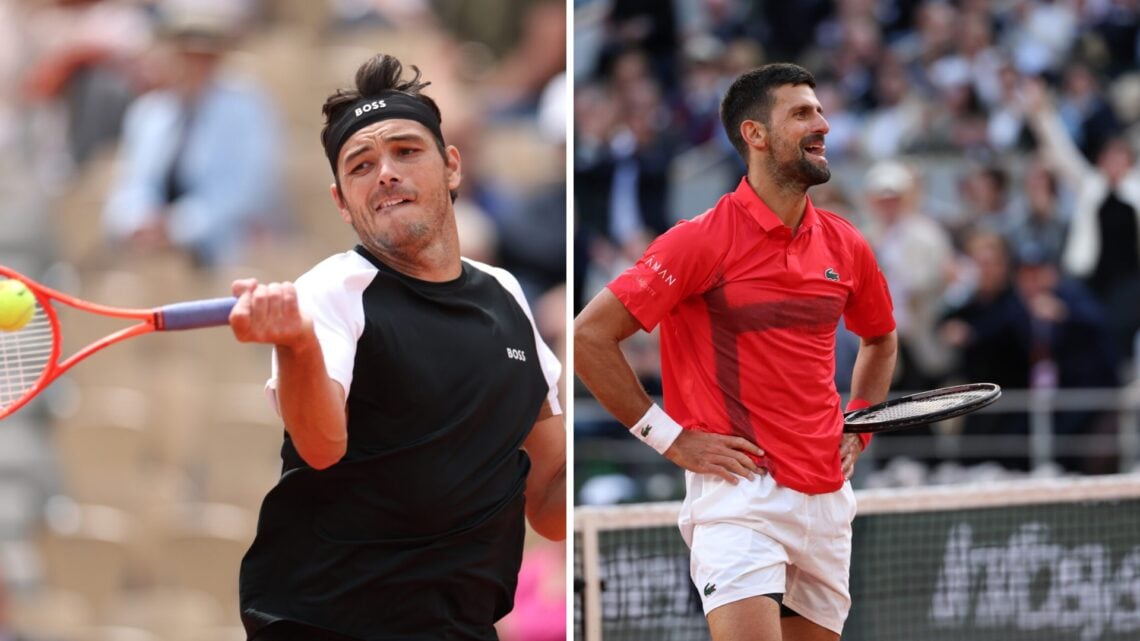 Left: Taylor Fritz of the USA and Right: Novak Djokovic