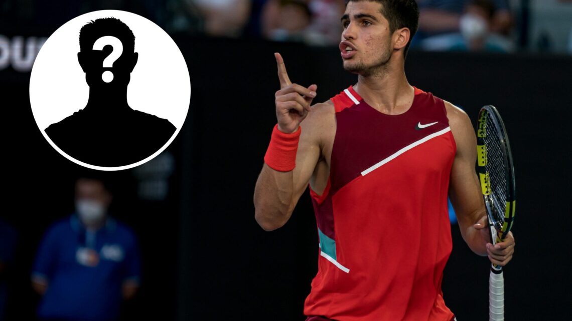 Carlos Alcaraz of Spain reacts in his third round singles match against Matteo Berrettini of Italy during day five of the 2022 Australian Open at M...