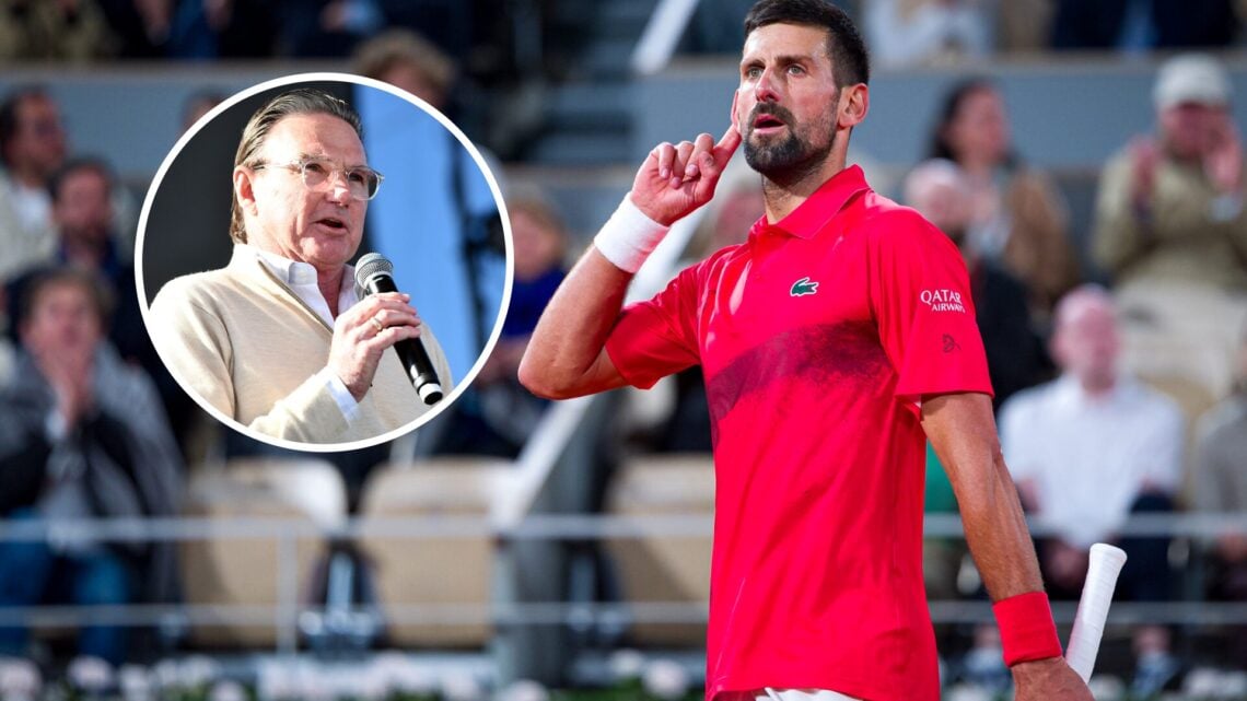 Main: Novak Djokovic at the French Open and Inset: Jimmy Connors