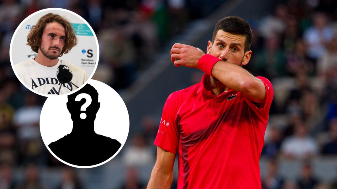 Novak Djokovic of Serbia reacts against Jannik Sinner of Italy during the Men's Singles Semi Final match on Day Thirteen of the 2025 French Open at...