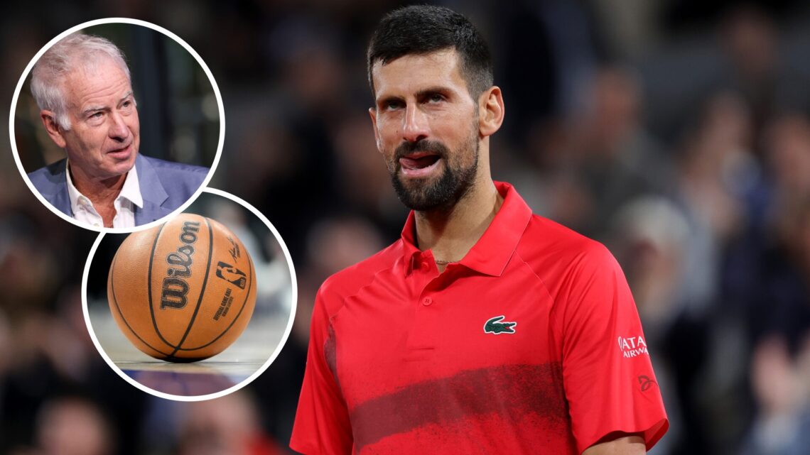 Novak Djokovic of Serbia reacts after winning a point following a long rally against Alexander Zverev of Germany during the Men's Singles Quarter F...