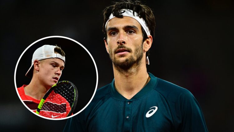Holger Rune (L) at the French Open, Lorenzo Musetti (R) at the French Open
