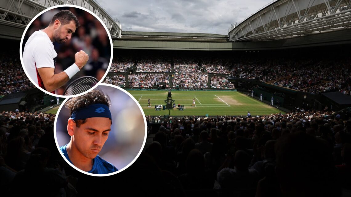 A general view of Centre Court where Barbora Krejcikova plays Jasmine Paolini in their Ladies's Singles Final during day thirteen of The Championsh...