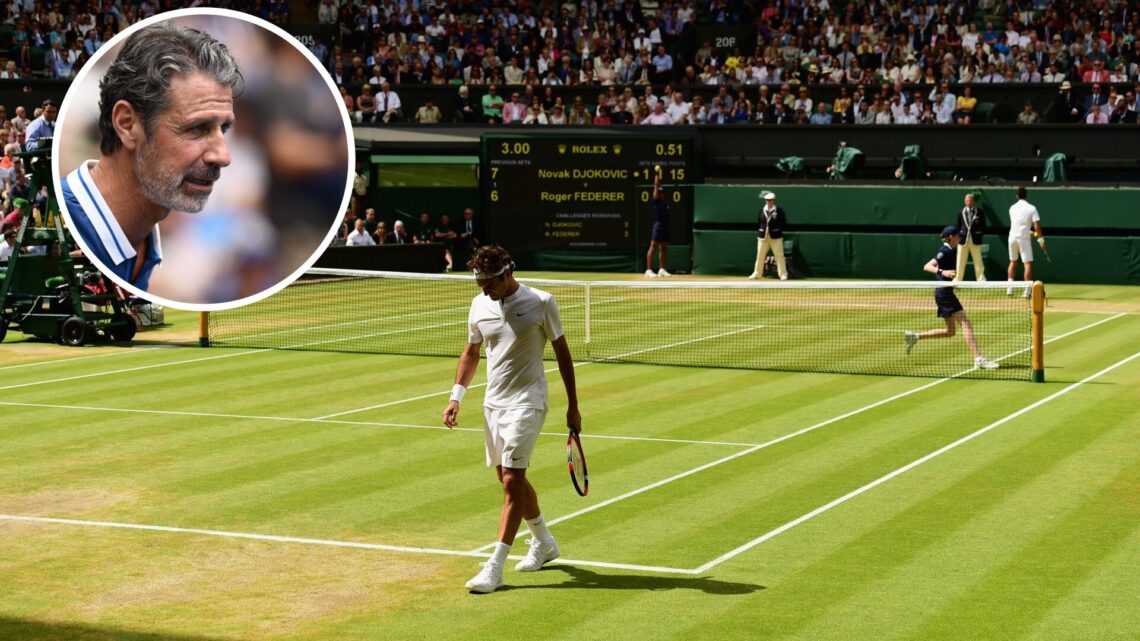 Roger Federer of Switzerland looks dejected in the Final Of The Gentlemen's Singles against Novak Djokovic of Serbia on day thirteen of the Wimbled...