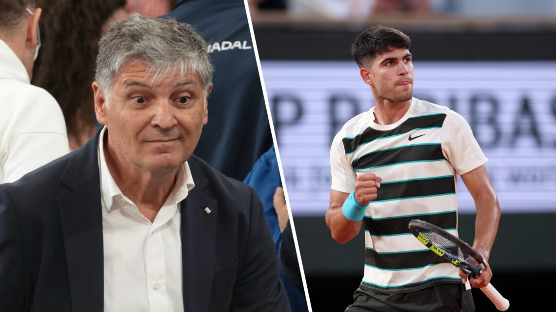 Left: Toni Nadal and Right: Carlos Alcaraz at the French Open