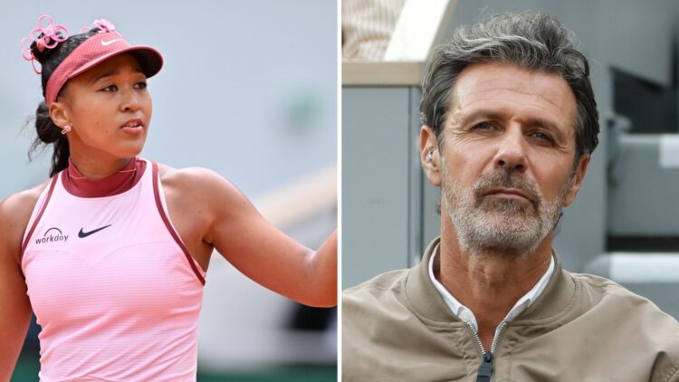 Split image of Naomi Osaka of Japan plays against Paula Badosa of Spain during the Women's Singles First Round match on Day Two of the 2025 French ...