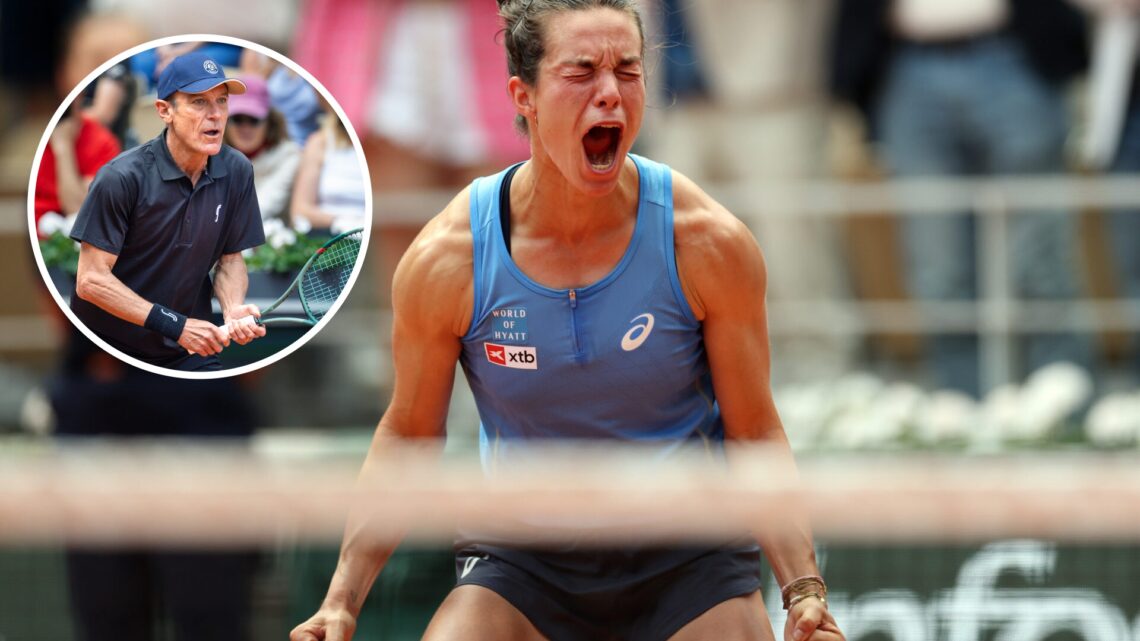 Lois Boisson of France celebrates victory over Jessica Pegula of United States in thir fourth round match during day nine at Roland Garros, with an...