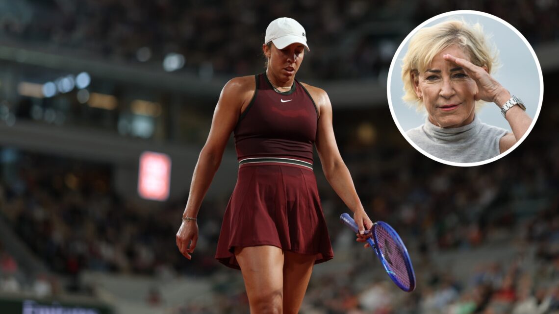 Madison Keys of United States looks on against Coco Gauff of United States during the Women's Singles Quarter Final match on Day Eleven of the 2025...
