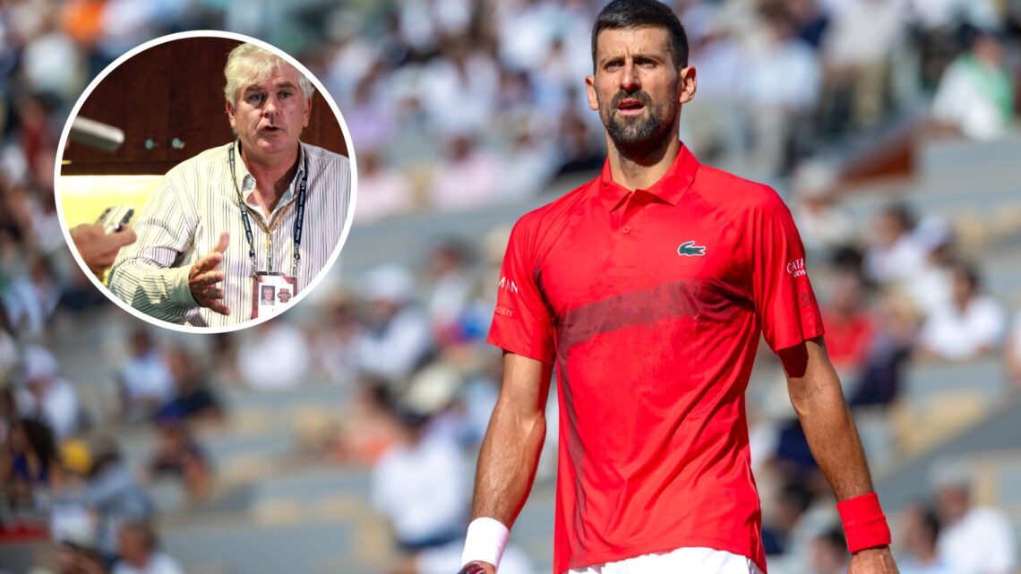 Novak Djokovic of Serbia during his match against Cameron Norrie of Great Britain in the fourth round of the singles competition on Court Philippe-...