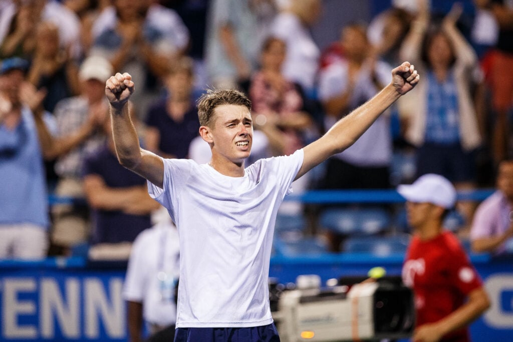 ALEX DE MINAUR (AUS) during day six match of the 2018 Citi Open on August 04, 2018 at Rock Creek Park Tennis Center in Washington D.C..