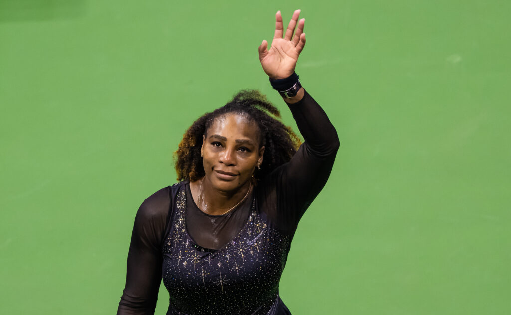 Serena Williams waves to the crowd at the US Open in 2022.