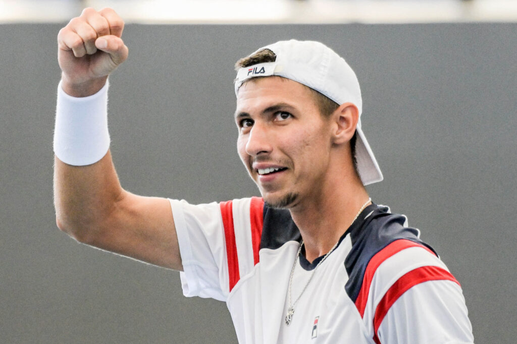 Australia's Alexei Popyrin celebrates.