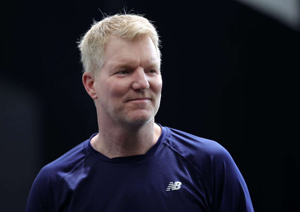 Jim Courier during the UPS Tennis clinic during Day 1 of the 2021 Laver Cup at the Boston Athletic Club.