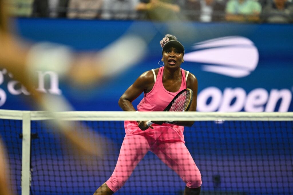 Venus Williams in action during a rally at the 2023 US Open