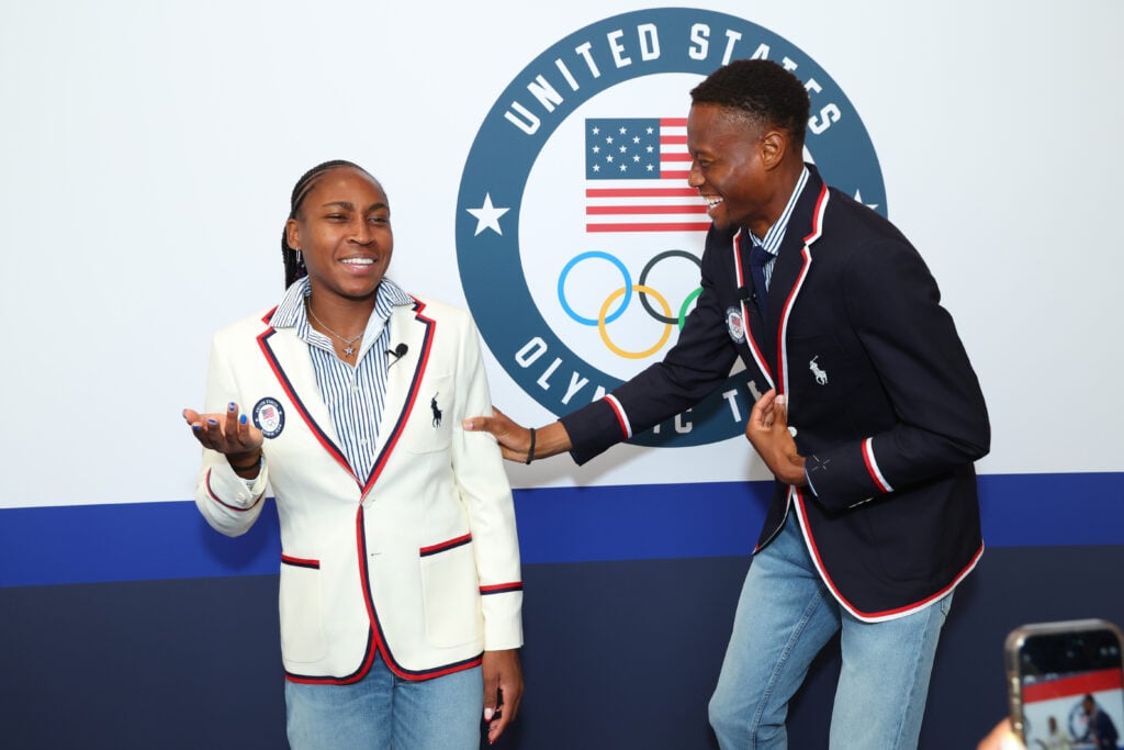 Coco Gauff and Christopher Eubanks laugh at the 2024 Paris Olympics