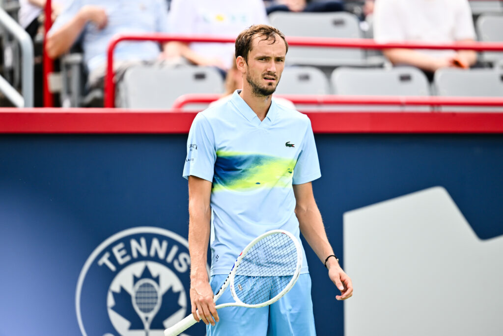 Daniil Medvedev looks on during his defeat to Alejandro Davidovich Fokina at the 2024 Canadian Open
